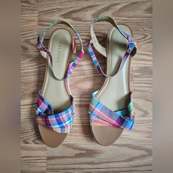 Plaid sandals/wedge - Picture 1 of 2